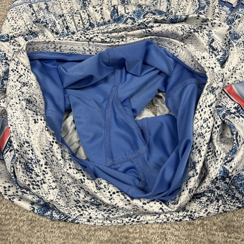 Lucky In Love Skirt Womens Large Blue White Pickleball Tennis Skort Golf Pockets - Picture 7 of 9